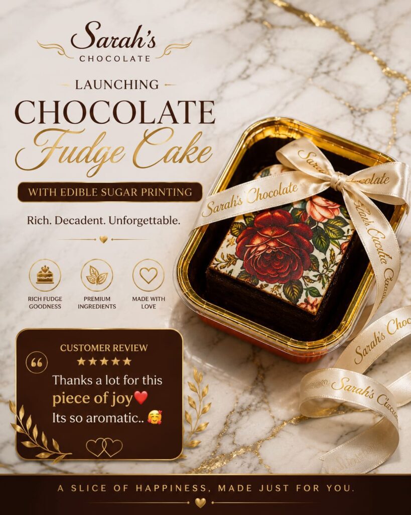 chocolate fudge with ediable sugar printing