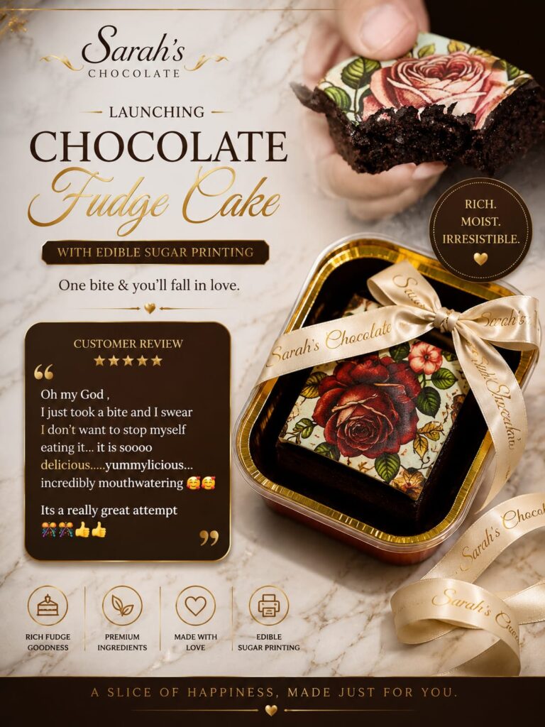 chocolate fudge with ediable sugar printing